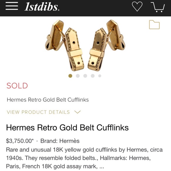 Hermès 18k Gold Belt Cufflinks Cuff Links - Picture 6 of 8